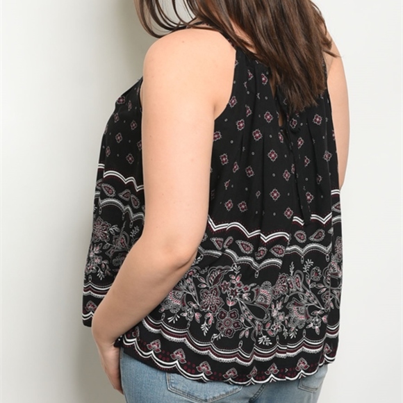 LAST 2 SALE! Burgundy Floral Print Plus Top - Picture 2 of 4